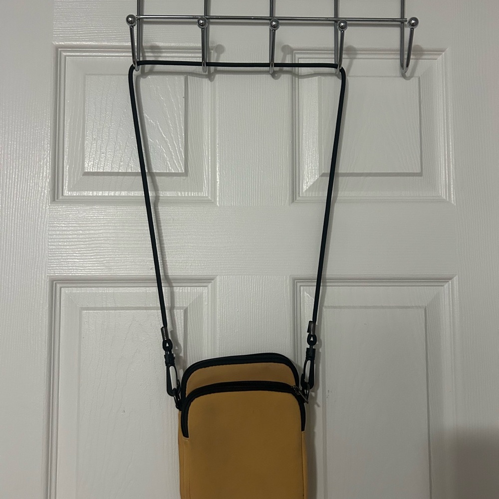 Minimalist Mustard Yellow Crossbody Bag with Black Trim